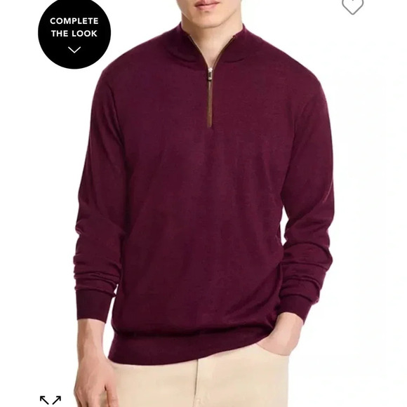 Crown Autumn Crest‎ Suede Trim Quarter-Zip in Cyan by Peter Millar size XXL - Picture 1 of 9